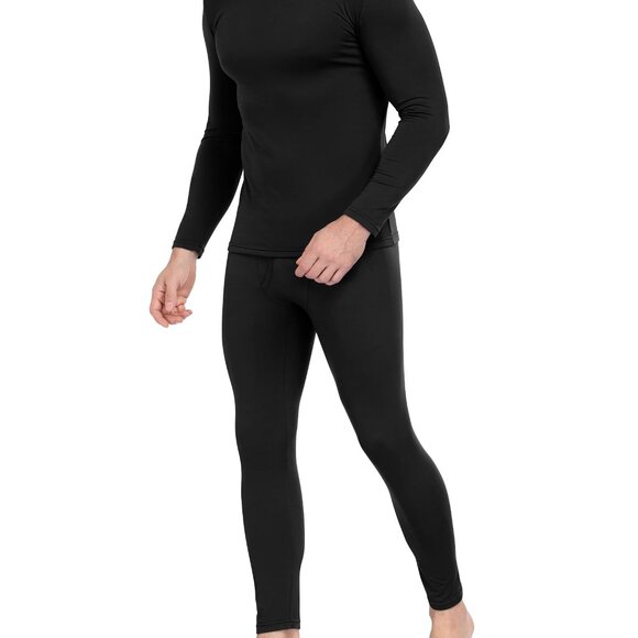 Men's Thermal Underwear Fleece Lined Base Layer Long Johns Top Bottom Set